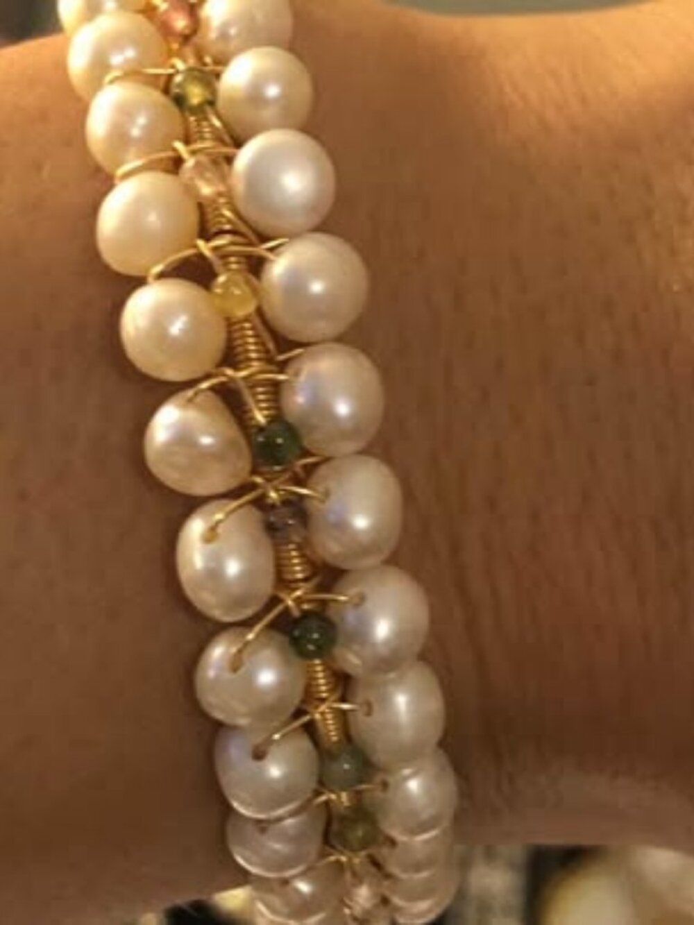 Natural Baroque Tourmaline 14K Hand Wire-Wrapped Bracelet